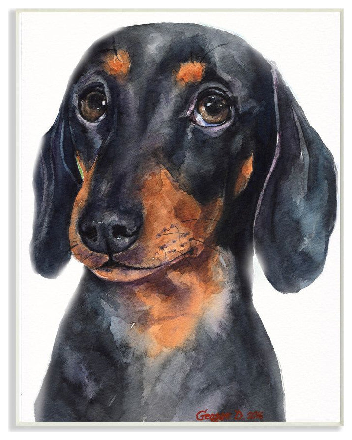 Dachshund Puppy Dog Pet Animal Watercolor Painting, 12"x18"