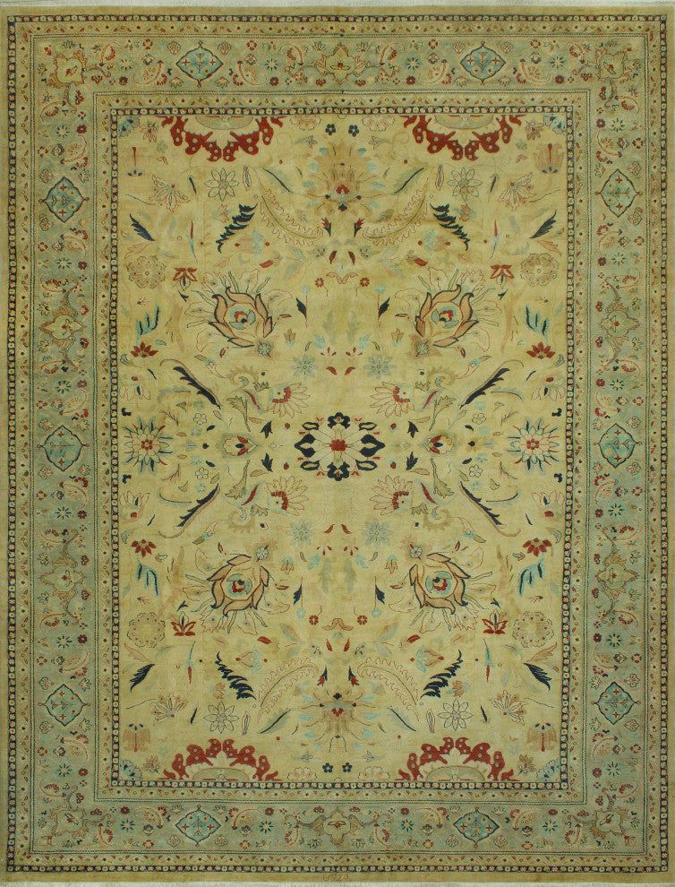 Vegetable-Dyed Finnley Light Gold/Light Blue Rug, 9'10x13'10