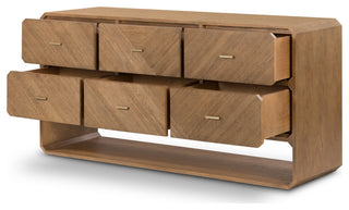 Full white-background view with drawers extended, demonstrating opening mechanism.