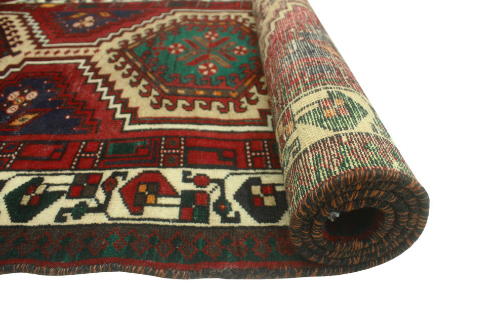 Fine Vintage Distressed Tahira Red/Ivory Runner, 3'4x7'5