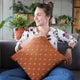Plutus Red Beaded Motif Luxury Throw Pillow, 22"x22"