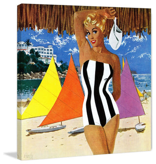 "Striped Swimsuit" Painting Print on Wrapped Canvas