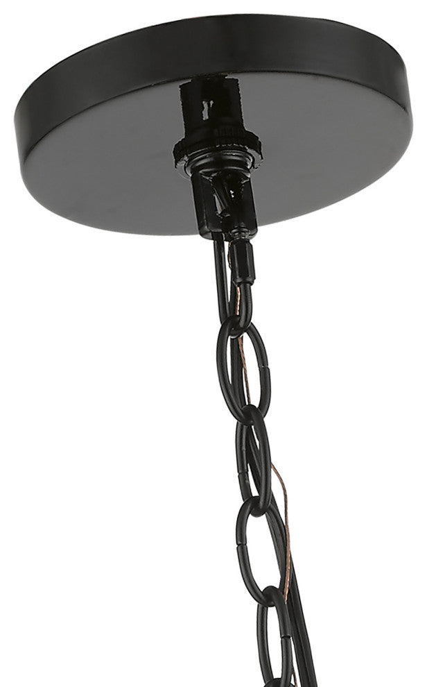 Tribeca 7 Light Shiny Black With Polished Brass Accents Pendant Chandelier