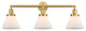 Large Cone 3 Light Bath Vanity Light, Satin Gold, Matte White