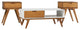 Mateo 3-Piece Bridge Leg Table Set - White and Caramel/Caramel