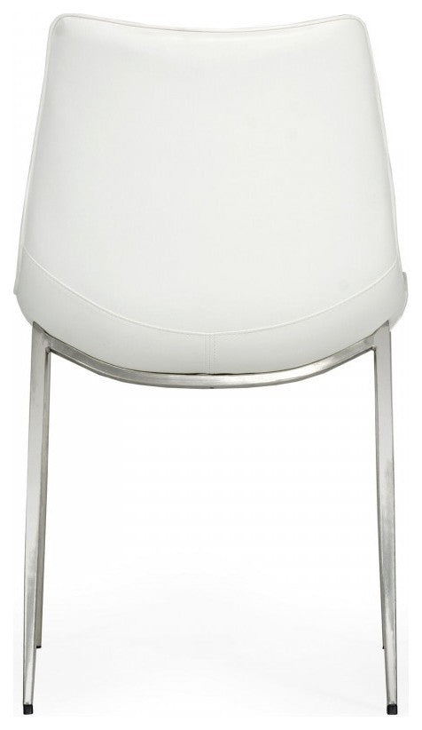Set of Two White Faux Leather Modern Dining Chairs