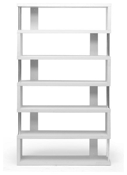 Baxton Studio Barnes White Six-Shelf Modern Bookcase
