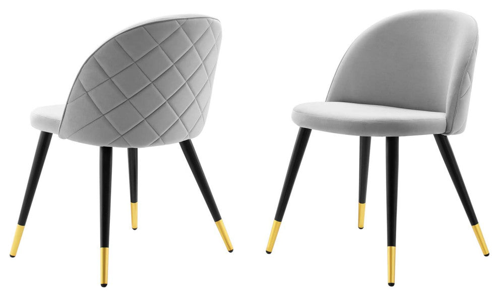 Side Dining Chair, Set of 2, Velvet, Gray, Modern, Cafe Bistro Restaurant