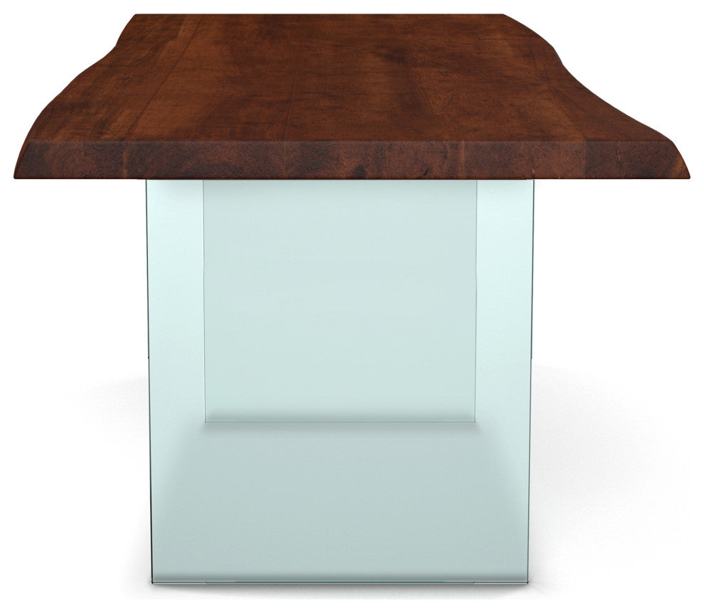 Brooks Dining Table, Americano, Clear, 40"x116", Glass Base
