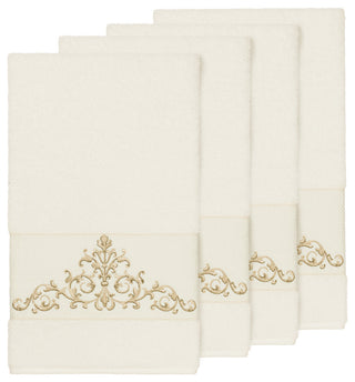 Scarlet 4-Piece Embellished Bath Towel Set, Cream