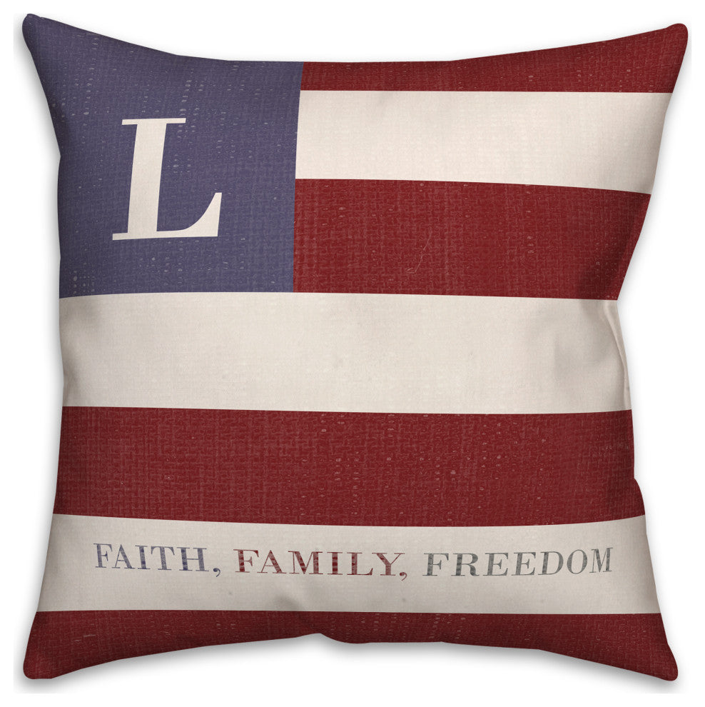 Faith Family Freedom Monogram Flag L 18x18 Spun Poly Pillow