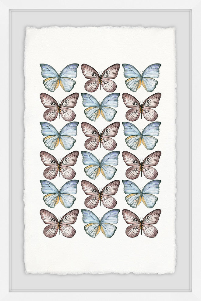 "Butterflies in Rows" Framed Painting Print, 30"x45"