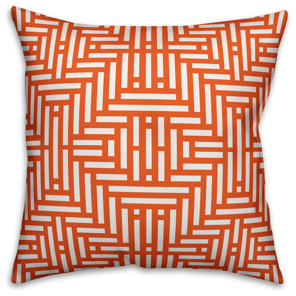 Orange Aztec Outdoor Throw Pillow, 18x18