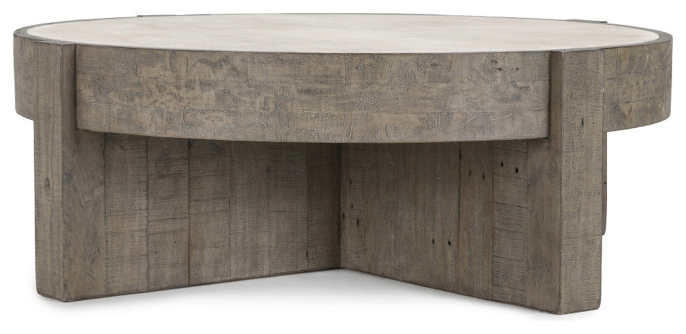 Sonoma 52" Round Reclaimed Pine Coffee Table, Distressed Gray