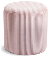Roy Microsuede Fabric Upholsetered Ottoman/Stool, Pink, Round