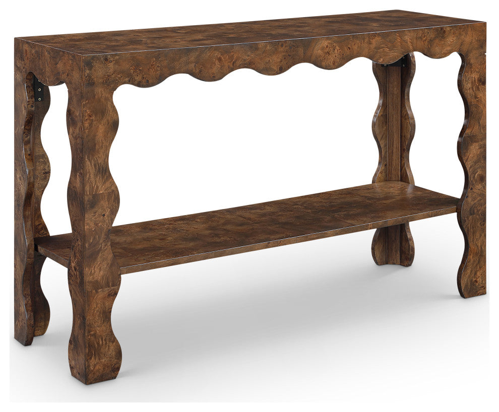 Vassa Burl Veneer Console Table, Brown