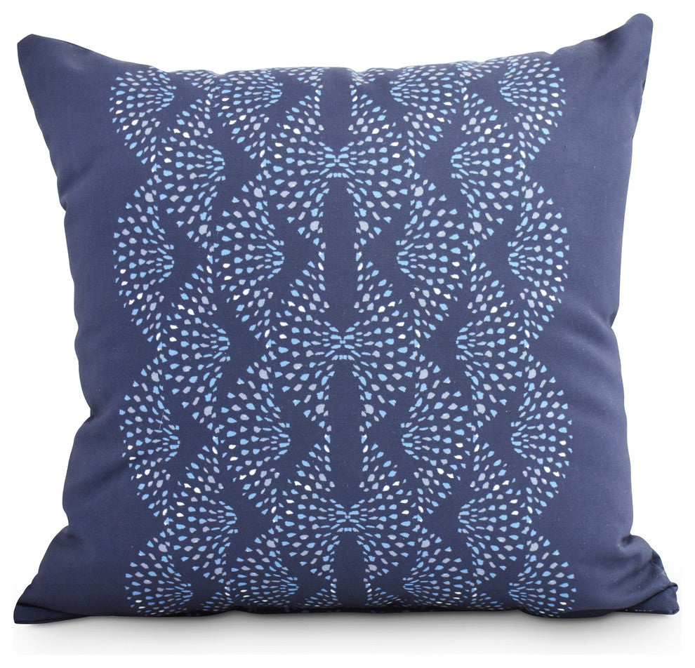Dotted Focus Blue Geometric Print Decorative Outdoor Throw Pillow, 18"