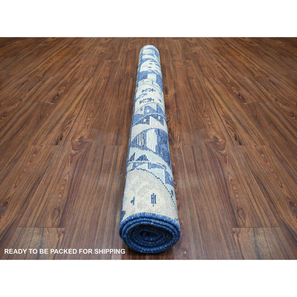 Blue, Wool Hand Knotted, Anatolian Village Inspired Oriental Rug, 6'0"x8'9"