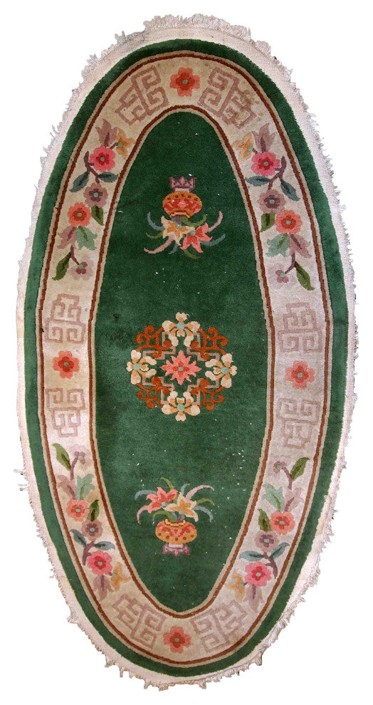 Handmade antique Art Deco Chinese rug 2.6' x 5.2' (81cm x 159cm) 1930s