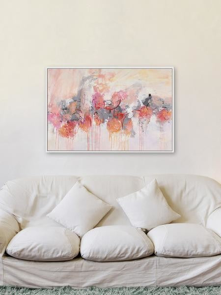 "Petal Patch II" Floater Framed Painting Print on Canvas, 45"x30"