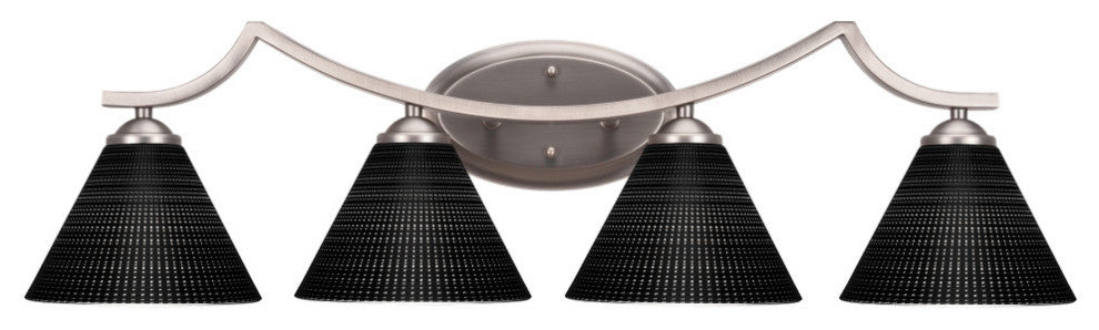 Zilo 4 Light Bath Bar Shown, Graphite Finish With 7" Black Matrix Glass