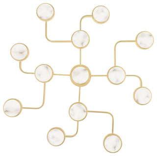 Meander 13-Light LED Chandelier, Aged Brass Frame, White Diffuser