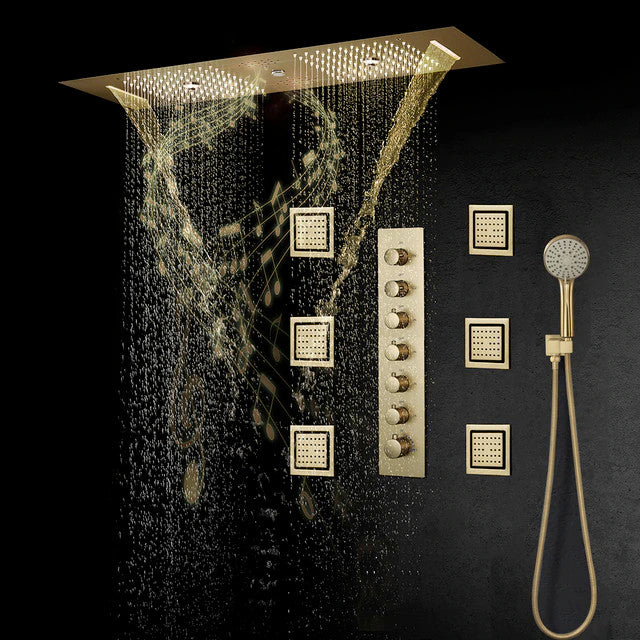 LED Mist Shower System With Hand Shower, Style C - Touch Panel Light