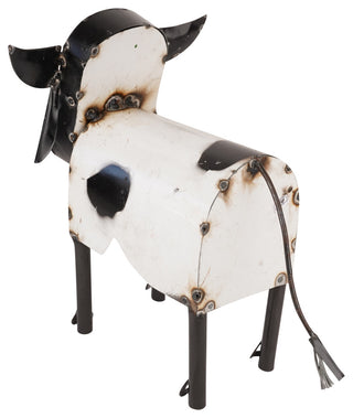 Recycled Metal Cow, Small, Black and White-Small