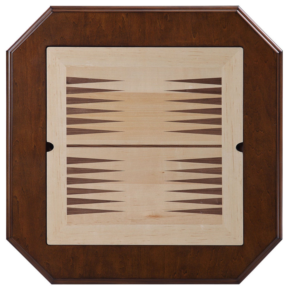 Classic Wooden Game Table with Drawer and Reversible Game Tray, Brown Finish, Cherry
