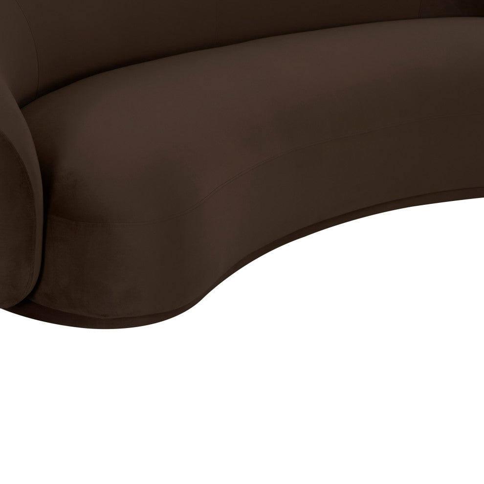 Kendall Velvet Sofa, Chocolate Brown