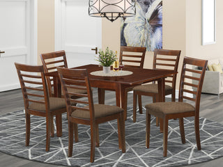 7 Pc Kitchen Nook Dining Set -Breakfast Nook And 6 Dining Chairs In Mahogany