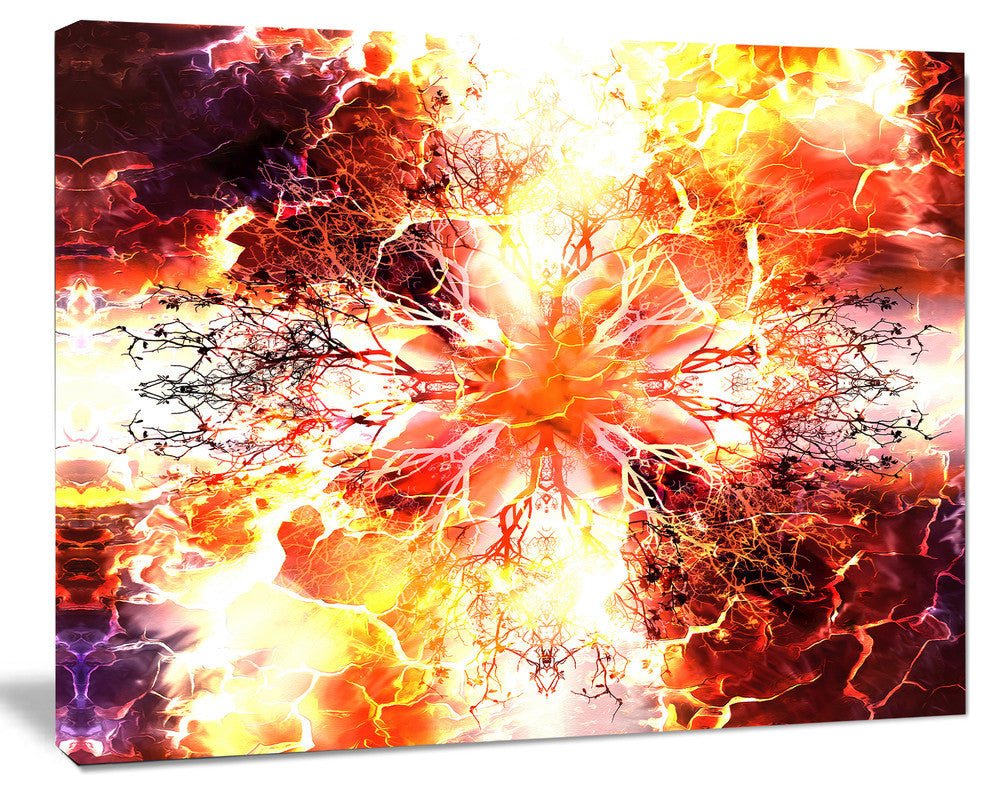 Yellow Tree Pattern Mandala, Abstract Art on Canvas, 40x30