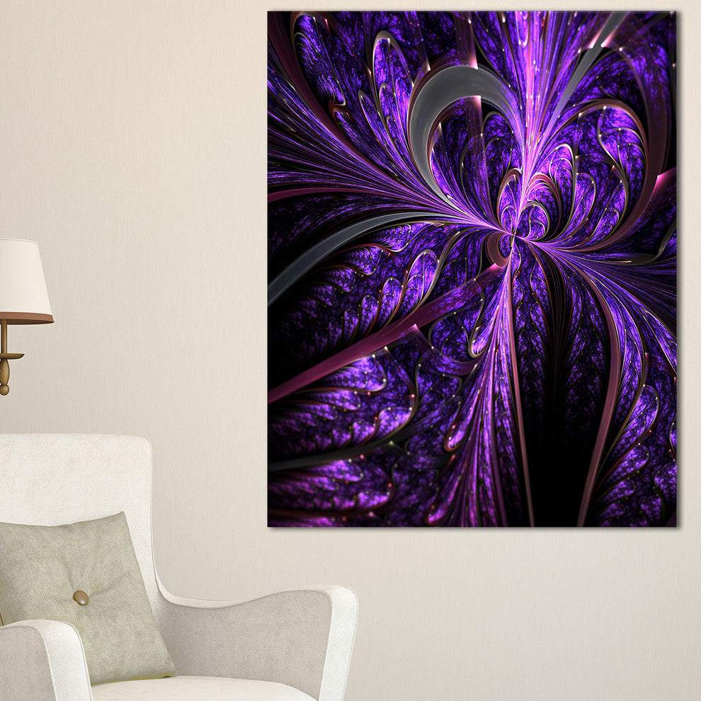 "Embossed Dark Purple Floral Shapes" Floral Wall Art Canvas, 16"x32"