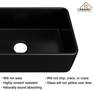 Kitchen Sink Fireclay and Faucet Infrared Pull-out 360 Rotation, Matte Black