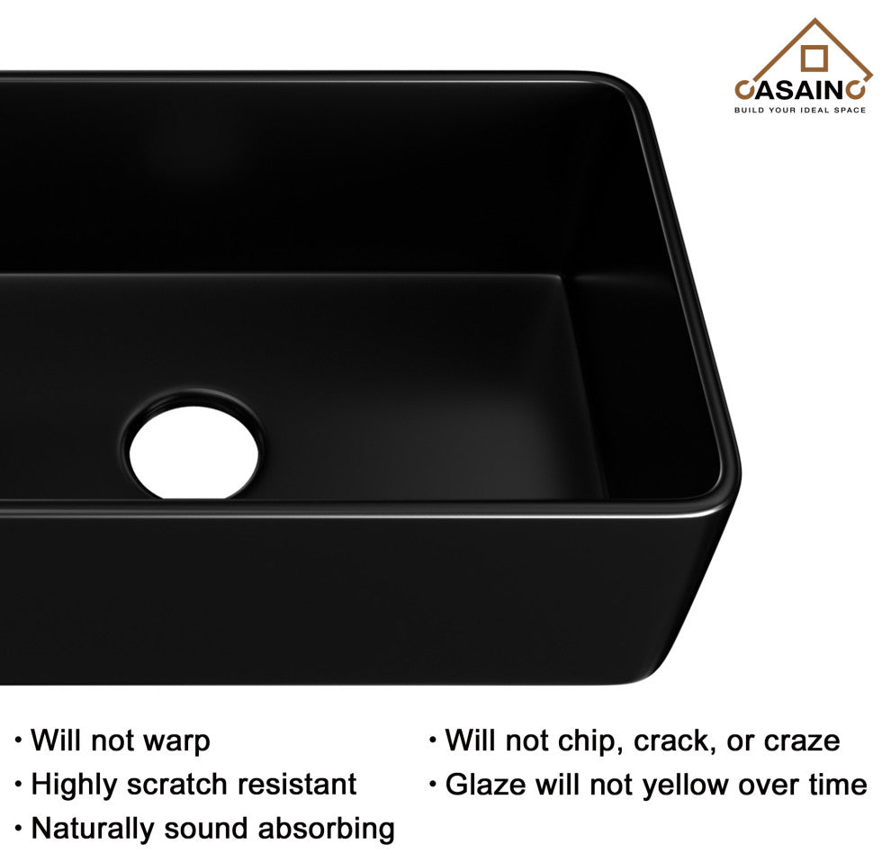 Kitchen Sink Fireclay and Faucet Infrared Pull-out 360 Rotation, Matte Black