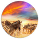 Zebra Herd Under Colorful Sunset Sky, Animal Art Disc Metal Art, 36"