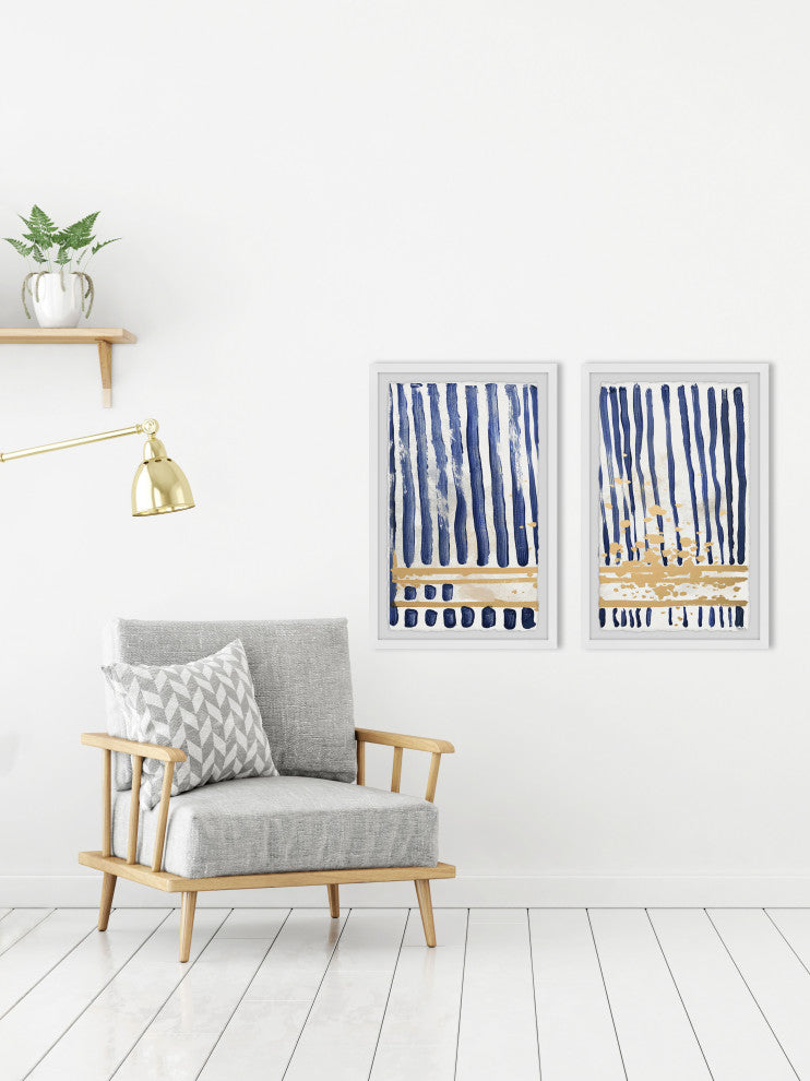 Blue Verticals Diptych, 32"x24"