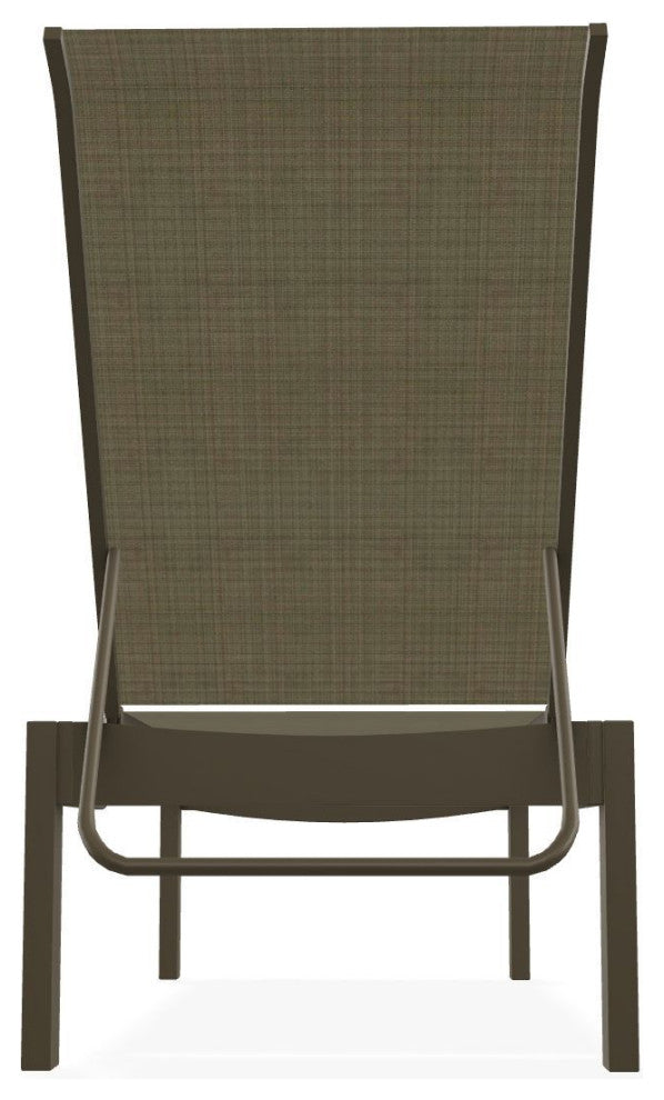 Leeward Sling Stackable Outdoor Chaise Lounge, Elevation Stone/Beachwood