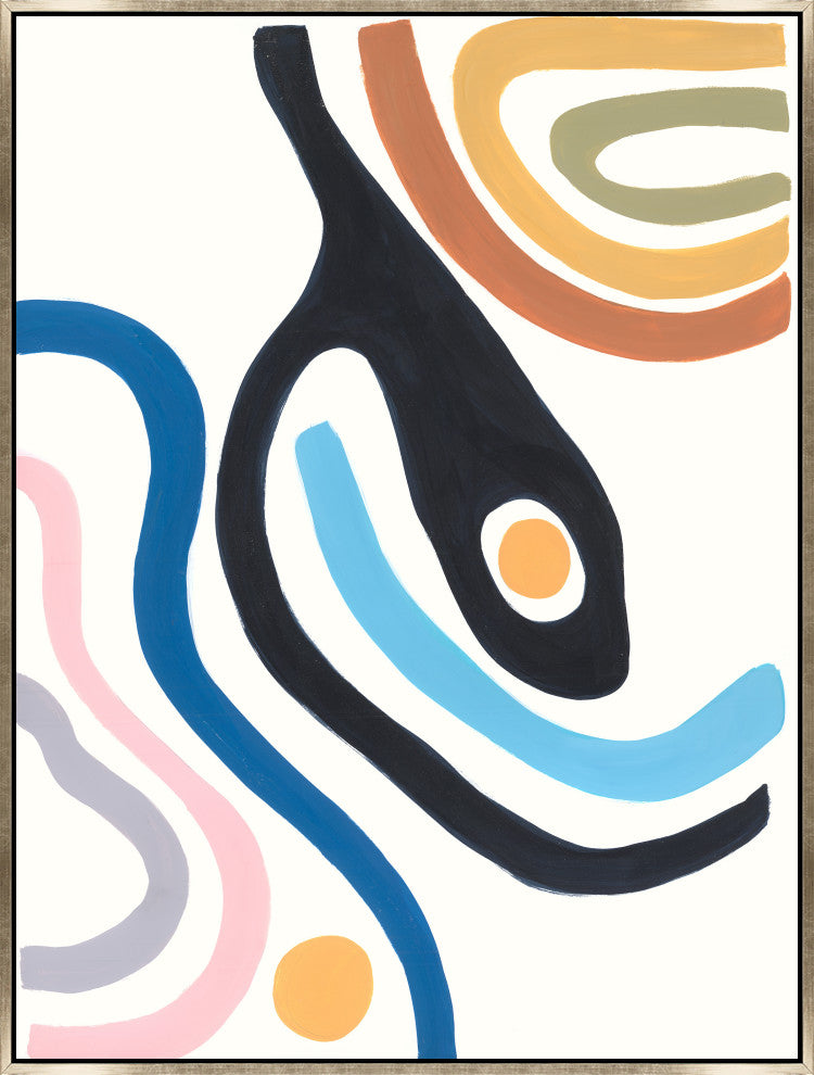 30x40 Colorful Lines II, Framed Artwork, Silver