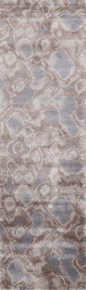 Turkish Abstract Brown Transitional Oriental Rug Contemporary Carpet 3x10