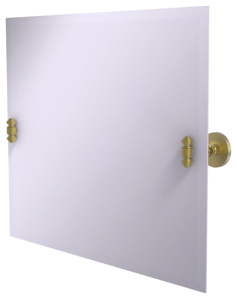 Frameless Landscape Beveled Edge Tilt Mirror, Satin Brass