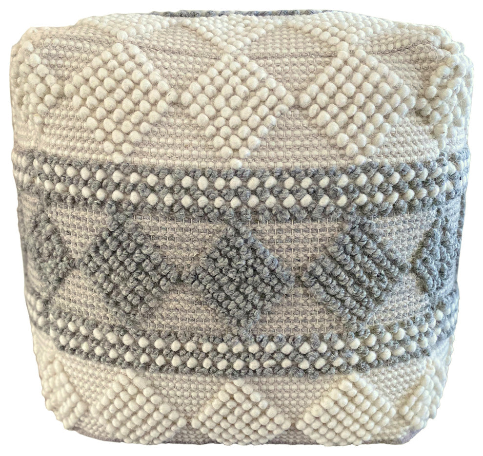 Decor Maisonette Handmade Ally Pouf, Ivory (18"x18"x18")