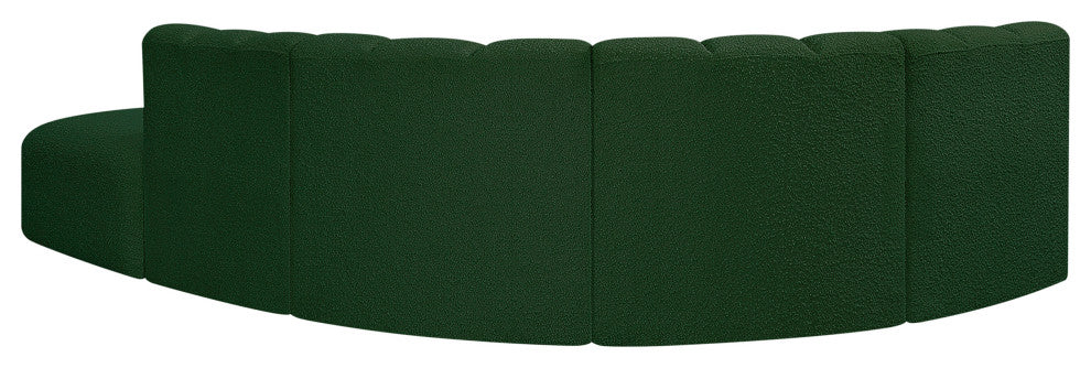 Arc Boucle Fabric Upholstered 5-Pc. L-Shaped Modular Sectional, Green