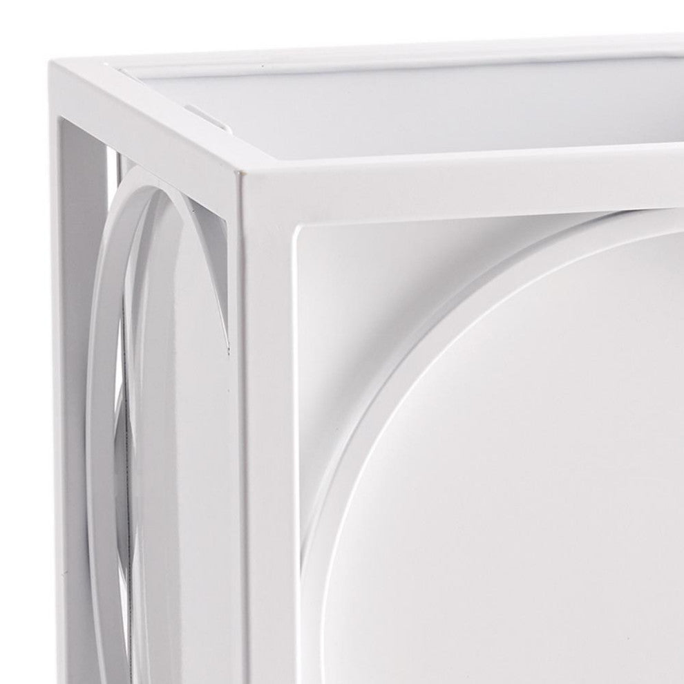 Classic Large Square White Iron Planter Outdoor Safe Floor Tree Circle 20 in