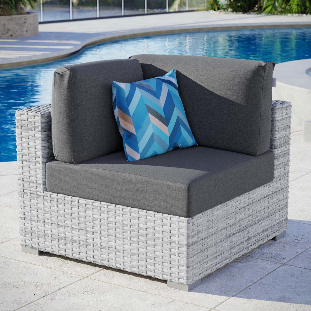 Convene Outdoor Patio Corner Chair Light Gray Charcoal