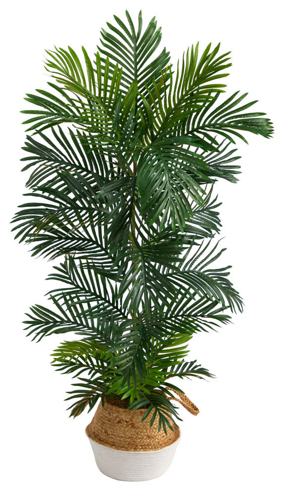 T2927 5 Areca Artificial Palm Tree in Boho Chic Handmade Planter UV Resistant