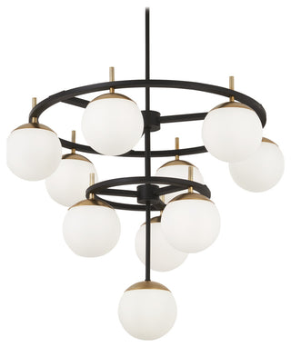 George Kovacs Alluria 10-Light Chandelier, Weathered Black / Autumn Gold Accents