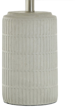 Joni Ceramic Table Lamp-Natural Cement Grey Finish-Heathered Off/White Drum