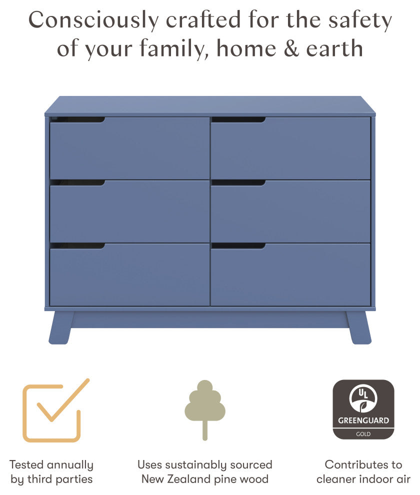 Hudson 6-Drawer Assembled Double Dresser, Cove Blue