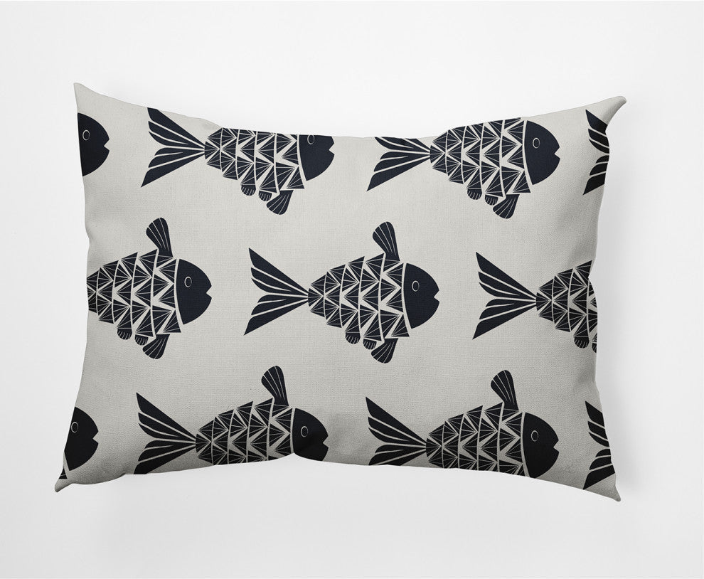 14x20" Fish Tales Nautical Decorative Indoor Pillow, Shark Blue